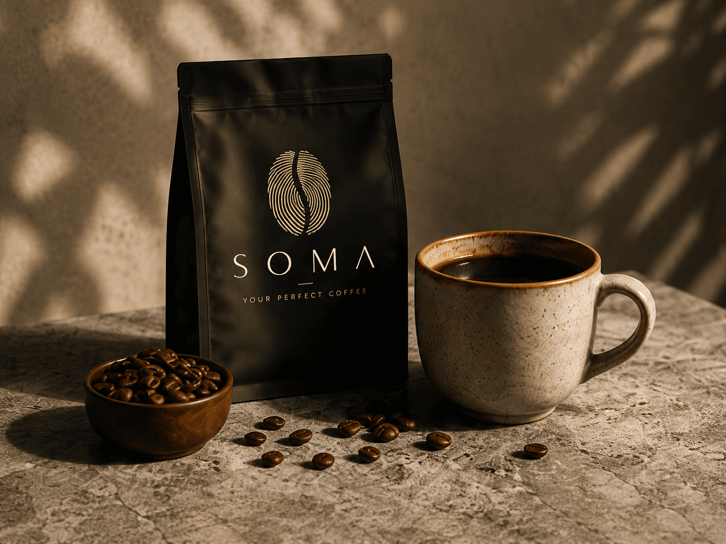 SOMA coffee bag and cup